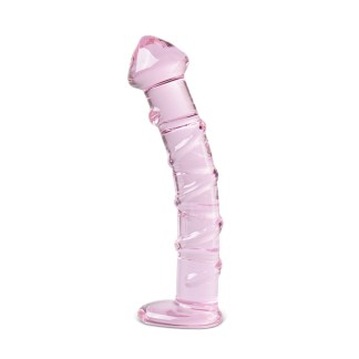 Pink Textured Glass Dildo