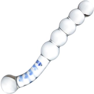21 CM Clear & Blue Glass Massager