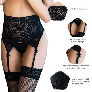 Black Lace Garter Panty - as shown - S/M