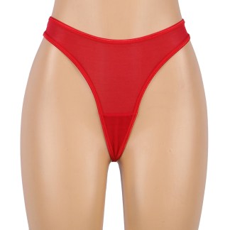 Red Stretch Five Hook and Eye Garter Belt Panty - as shown - S/M